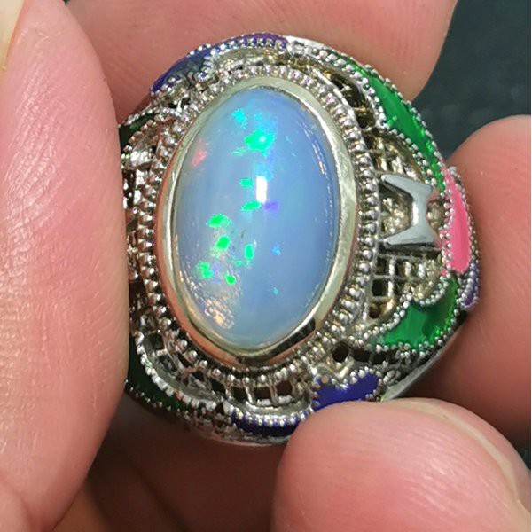 CINCIN BATU AKIK PERMATA NATURAL KALIMAYA KRISTAL WHITE OPAL WELO Ist 10