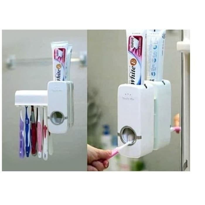 Touch Me / Set Dispenser Odol Otomatis &amp; 5 Tempat Sikat Gigi Mu Grosir