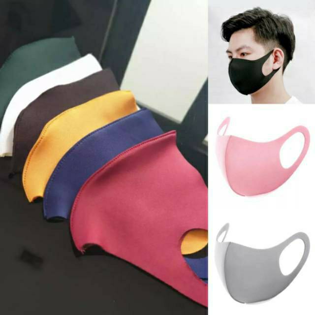 MASKER polos bahan scuba bisa dicuci dan Masker ANTI POLUSI/DEBU