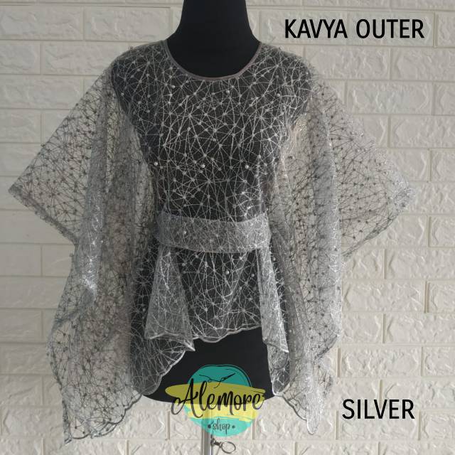 Kavya Outer Pearl tile brokat Silver