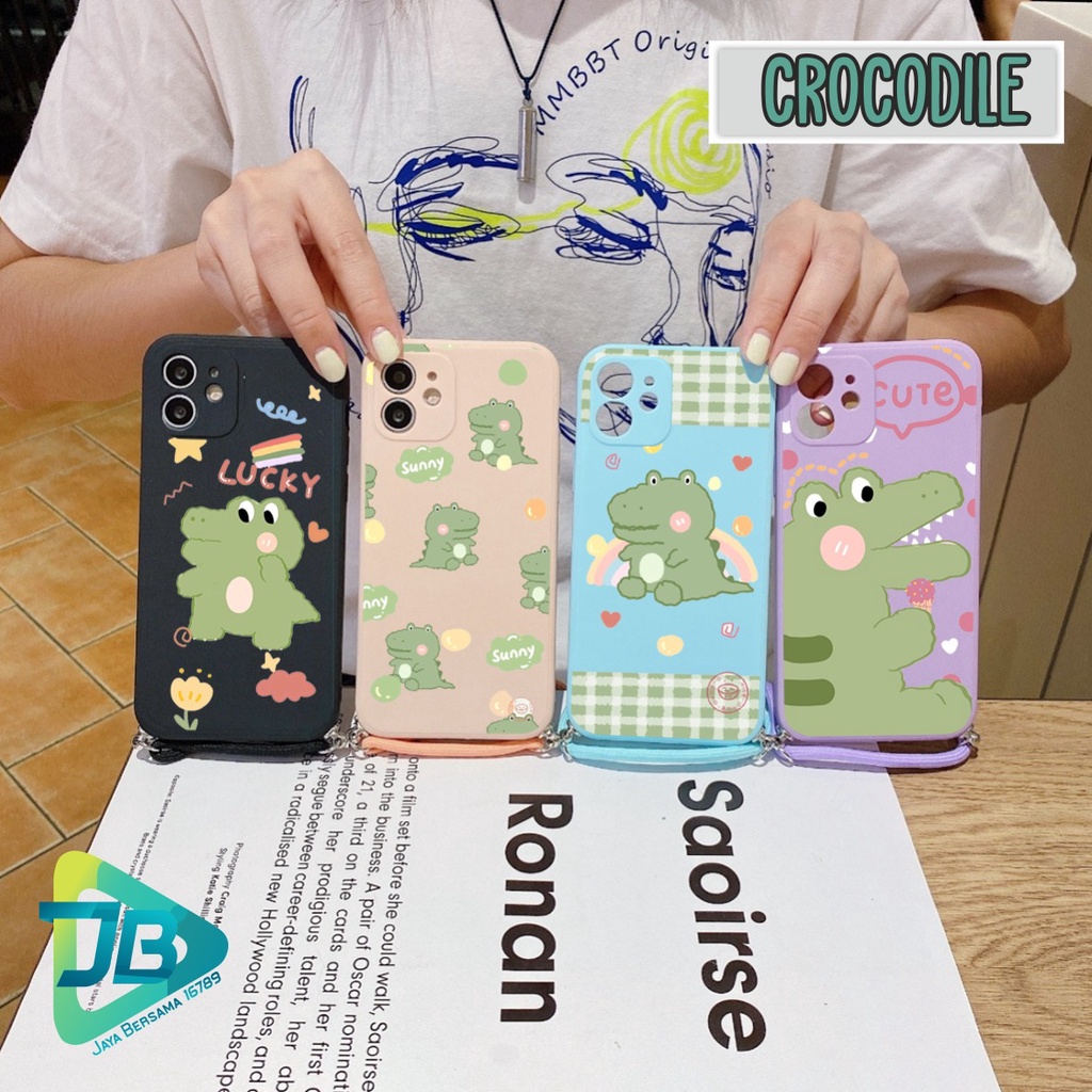 SOFTCASE SILIKON SLINGCASE TALI LANYARD STRAP PHONE MACARON PELINDUNG KAMERA CROCODILE OPPO VIVO SAMSUNG XIAOMI REALME IPHONE ALL TYPE JB5367