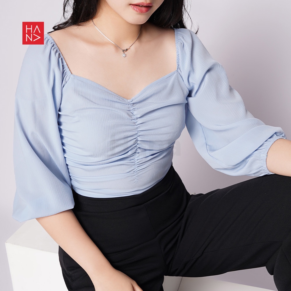 Hana Fashion - Hailee Sabrina Blouse Wanita / Atasan Crop Wanita - TS293