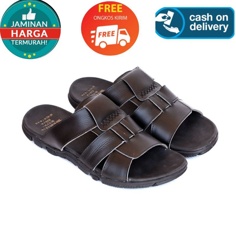 SANDAL KULIT PRIA 05 CEVANY BLACK BROWN TAN KULIT SAPI ASLI ORIGINAL