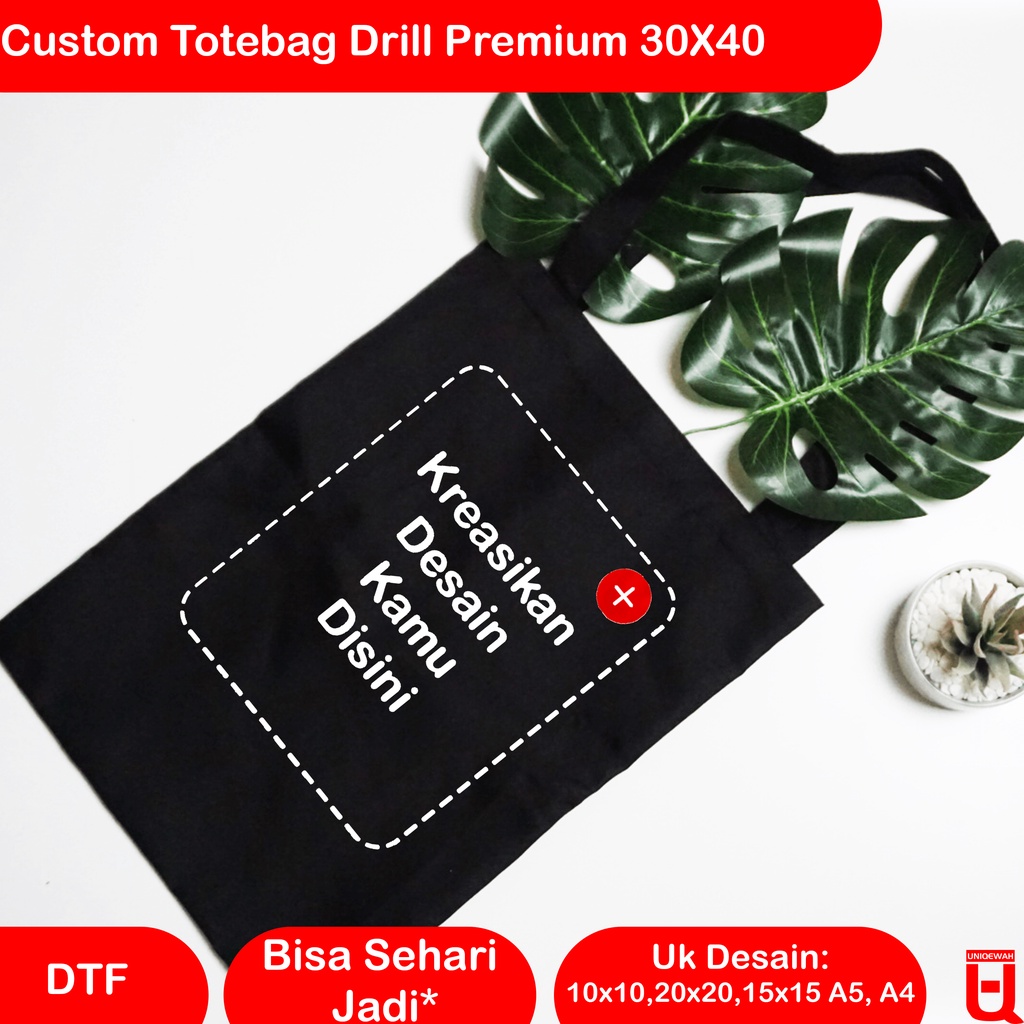 Sablon Totebag / Custom Totebag Drill/Twill Premium Sehari Jadi* (Full Color)