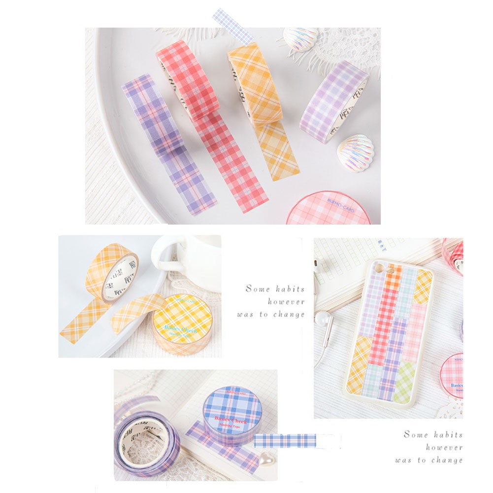 15mm Paper Tape Vintage Grid Journal Washi Tape Adhesive Tape Diy Scrapbooking Sticker Label Masking Tapes