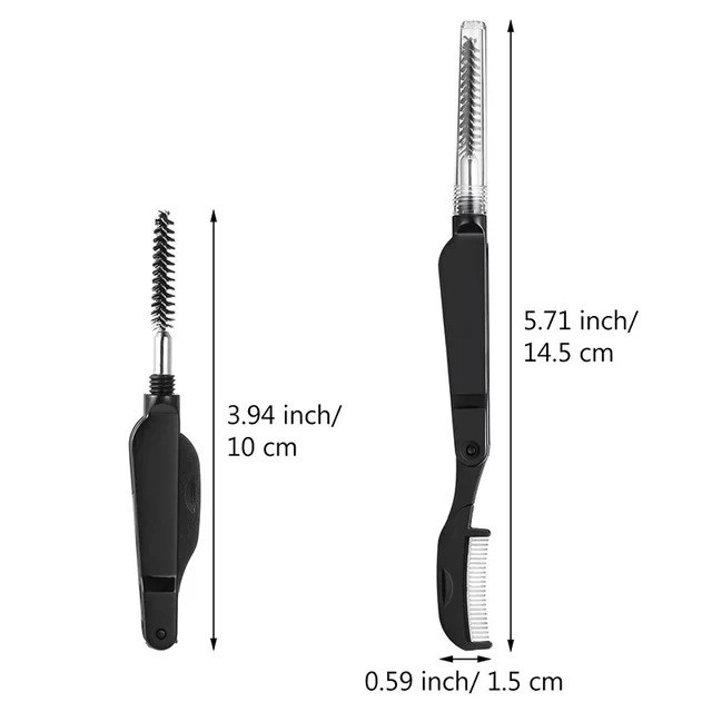 1pc Sisir Bulu Mata Multifungsi Bahan Stainless Steel Warna Hitam Untuk Makeup