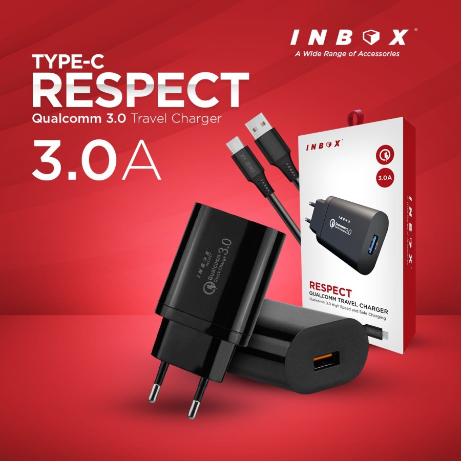 INBOX Charger RESPECT Fast Charging 3.1A QC 3.0 Free Kabel Data Charger HP Respect