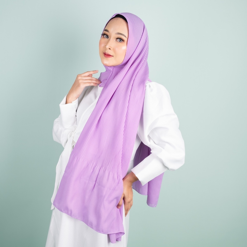 𝗖𝗮𝗿𝗲.𝗶𝗻 Pashmina Plisket Duyung Shawl 180x75 PREMIUM QUALITY (Tidak Full)-Lilac