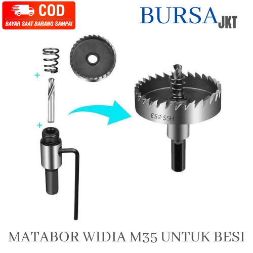 HOLE SAW TCT WIDIA M35 COBALT MATA BOR PELUBANG BESI KUNINGAN PLAT TEBAL 53 MM