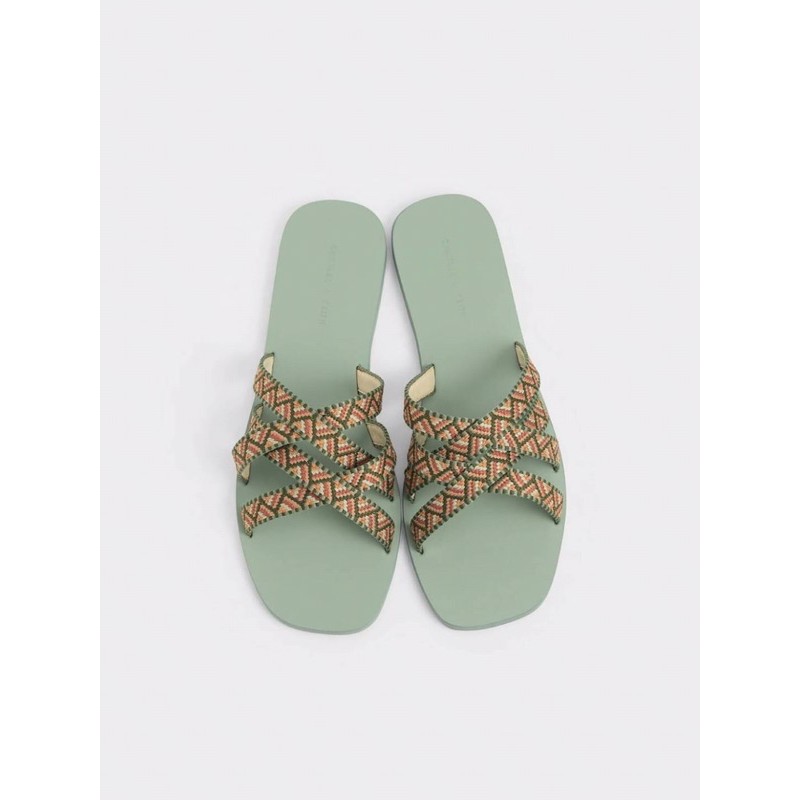 [7.7 Boombastis Sale⚡] - SANDAL WANITA CKS352 WOVEN STRAPPY SLIDE  PREMIUM IMPORT