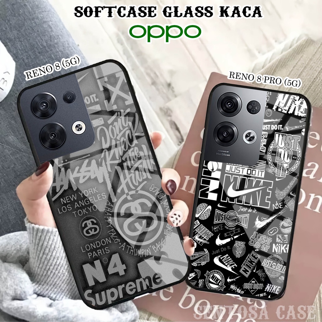 Softcase Glass Kaca OPPO RENO 8 (5G) & RENO 8 PRO (5G) - Casing HP OPPO RENO 8 & 8 PRO (5G) [ S69 ].