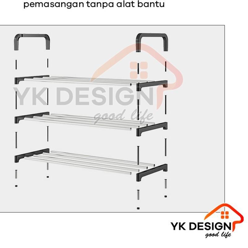 ֍ YK DESIGN Rak Sepatu Besi 5 Susun / Rak Sepatu portable 5 tingkat penyimpanan Sepatu sandal YK-216