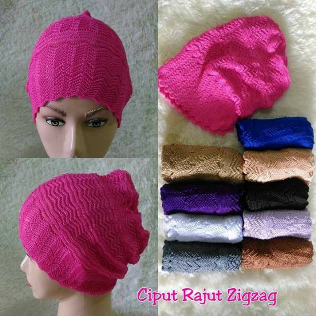 Ciput Rajut Zigzag Daleman Kerudung Material Bahan Polyester Aneka Pilihan Warna / Kupluk Jilbab / C