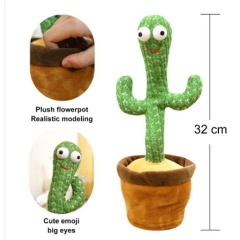 Cactus Toy Boneka Pintar Kaktus Joget Joged Goyang Bisa Ngomong Rekam Bicara Menari Dance Dancing