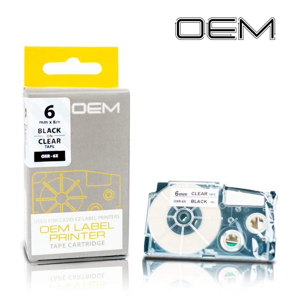 OEM TAPE EZ LABEL CASIO 6MM BLACK INK