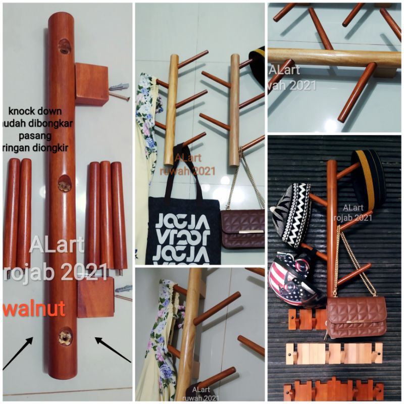 Anyar50 Stand Hanger Kayu | Gantungan Baju Kayu | Rak Jas | Tas | Cantolan