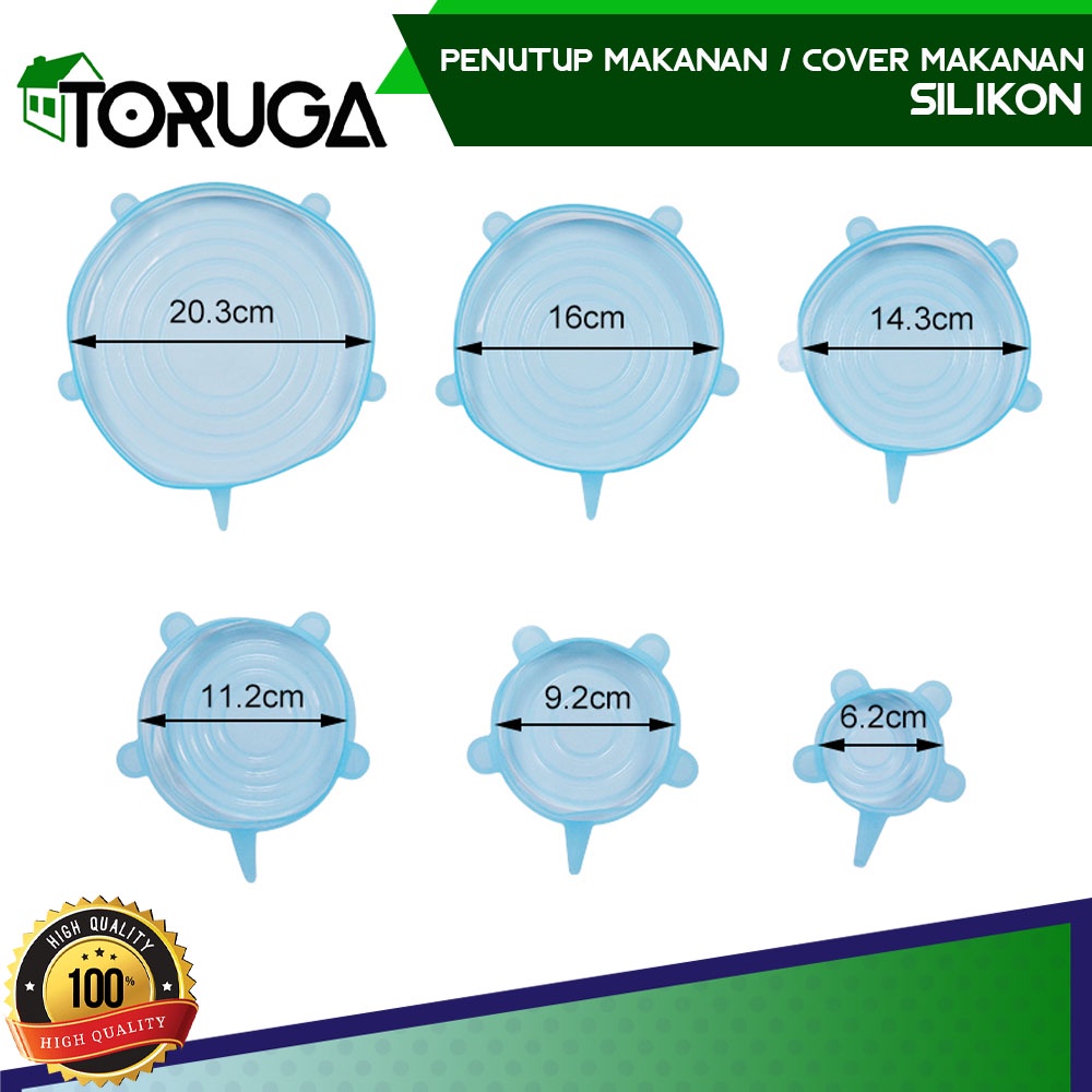 Penutup Makanan Silikon 6 in 1 Food Cover Lid Praktis Anti Tumpah Serbaguna