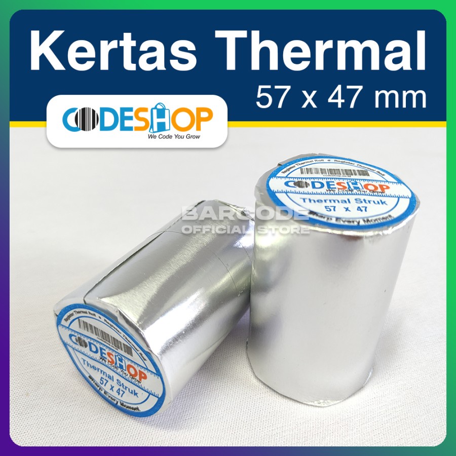 

Kertas Thermal Codeshop 57x47 mm Struk Kasir Printer 58mm (200 Roll)