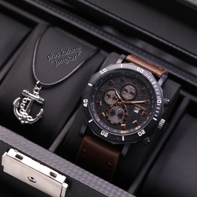 {COD} free kalung jangkar || jam tangan fashion pria MBB lite chrono variasi