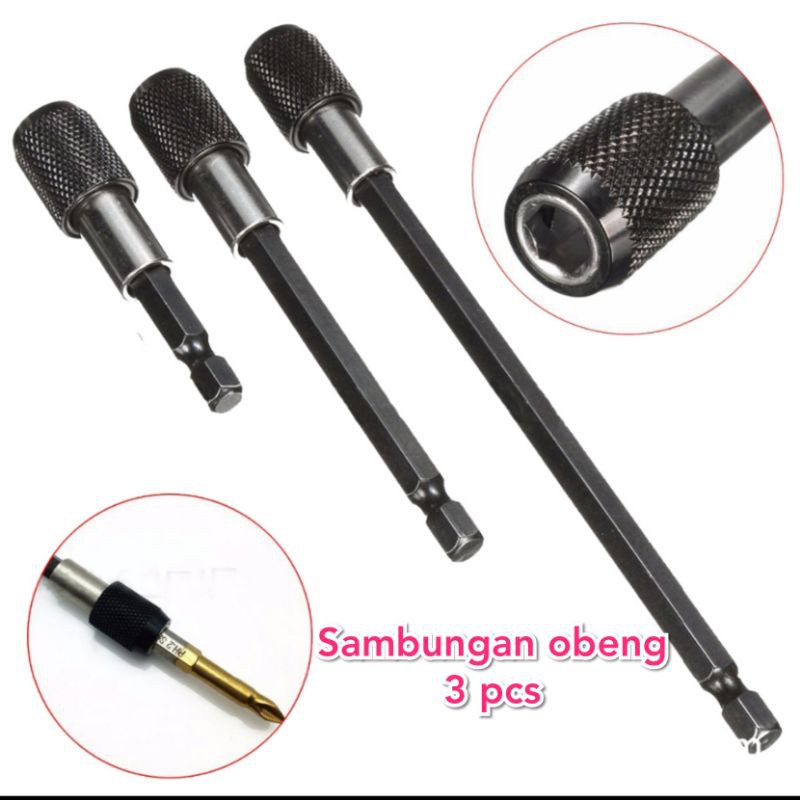 sambungan mata bor obeng 3 pcs sock sok extention 3 pcs adapter mata bor hexagon ektensi socket