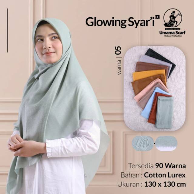 SEGIEMPAT GLOWING SYARI LC UMAMA SCARF / HIJAB JILBAB SQUARE GLOWING LUREX SYARI LASER CUT MURAH