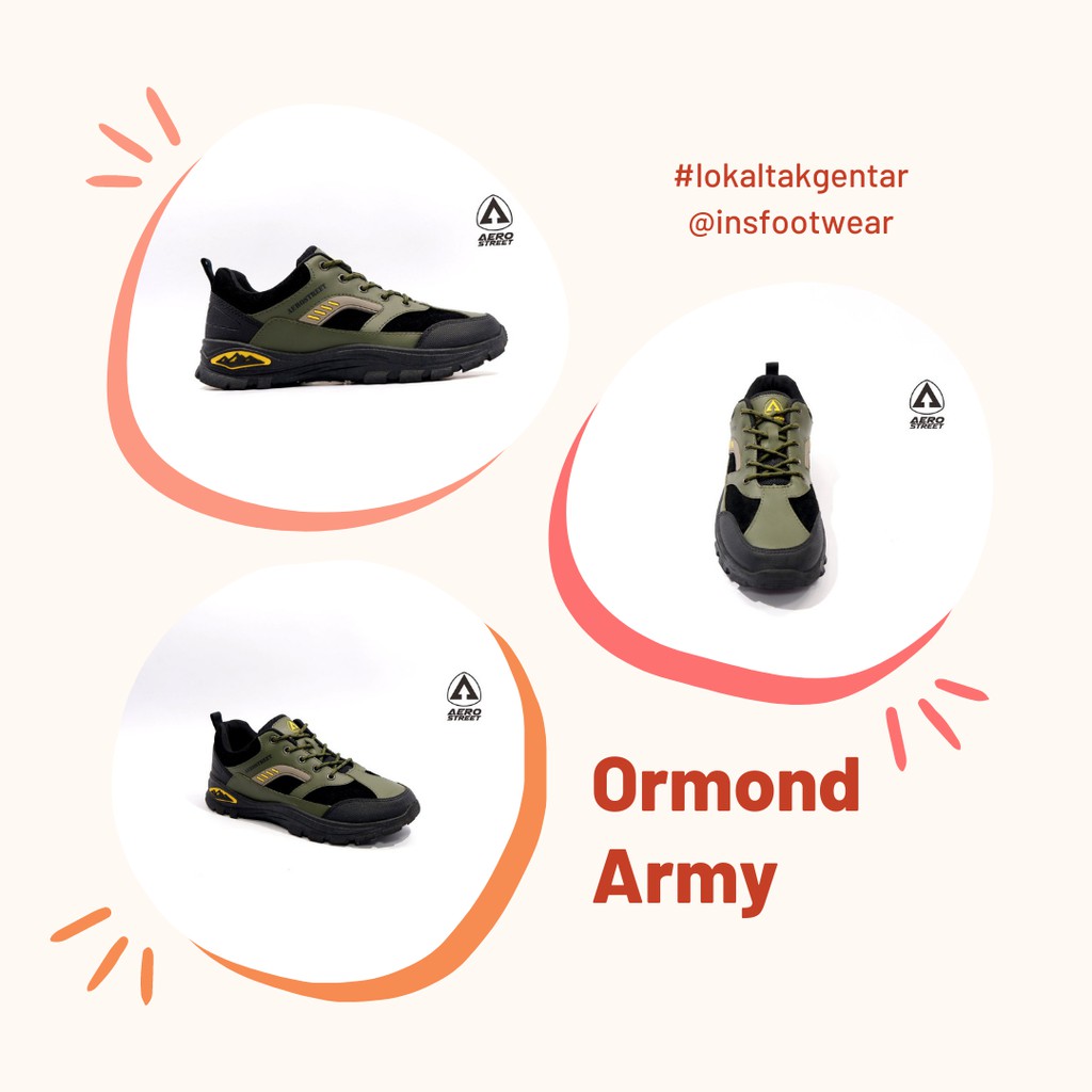 Aerostreet 40-43 Ormond Army - Sepatu Sneakers Outdoor Pria Wanita Aero Street