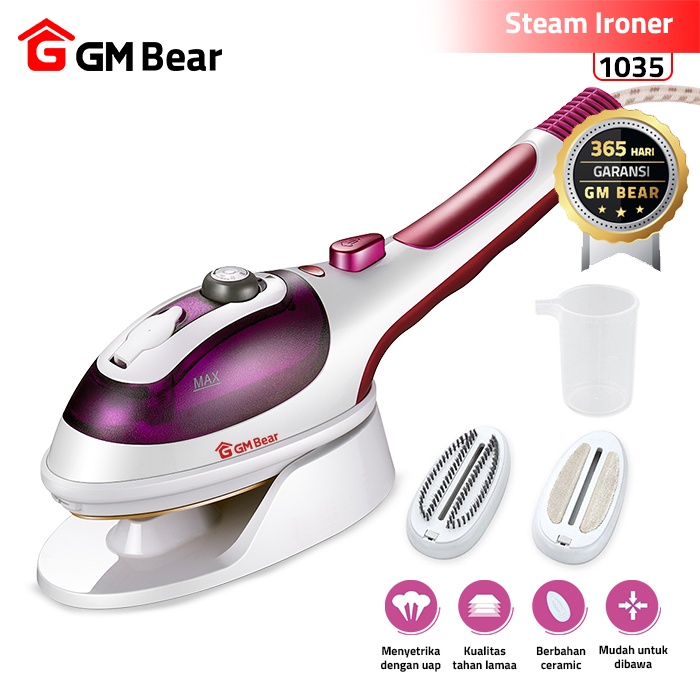 gm bear setrika uap 1035 steam ironer purple