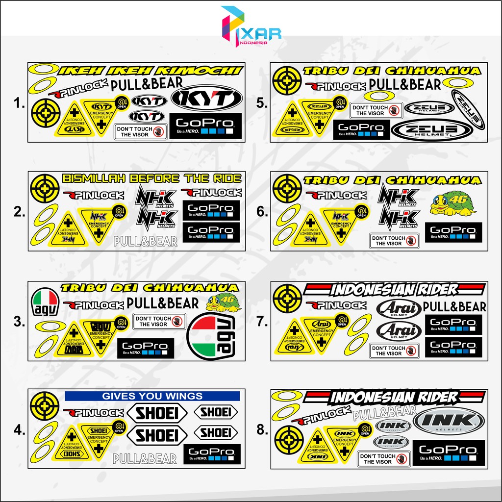 Jual STIKER PAKET STICKER VISOR HELM KYT KBC INK LEM KUAT ANTI GORES ...