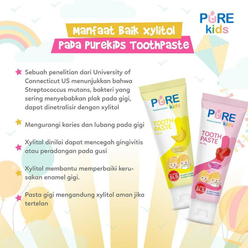 PURE Kids Tooth Paste 50gr Pasta Gigi Bayi dan Anak Pasta Gigi Pure BB Tooth Paste