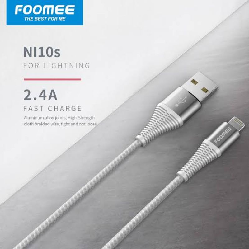 Kabel Data FOOMEE NI10s For Lightning 2.4A 1M Fast Charging - New Original Garansi Resmi - Cable Tra