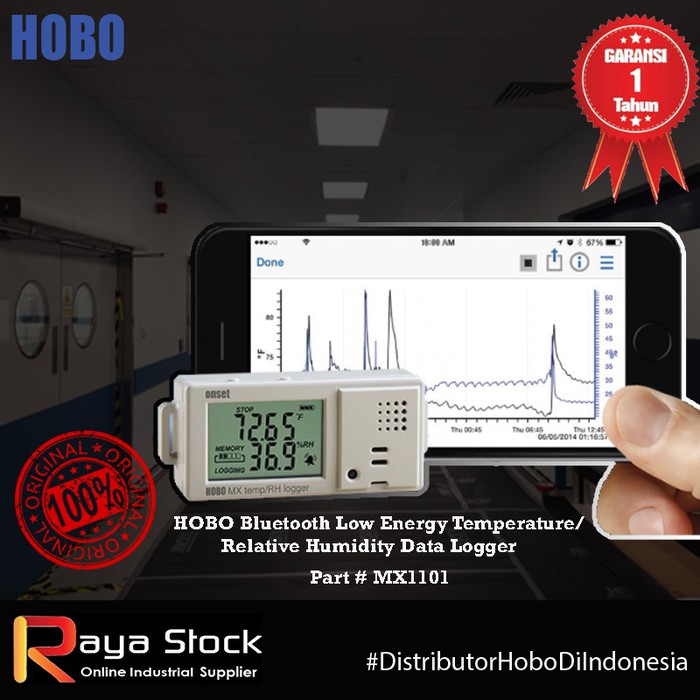 Jual Temperature/RH Data Logger HOBO MX1101 Bluetooth Suhu Udara Dalam ...