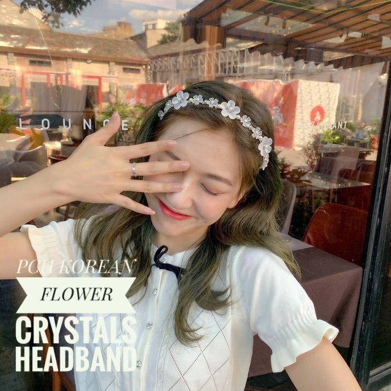 BANDO KOREA BUNGA AKSEN KRISTAL MUTIARA PREMIUM QUALITY / CRYSTAL HEADBAND