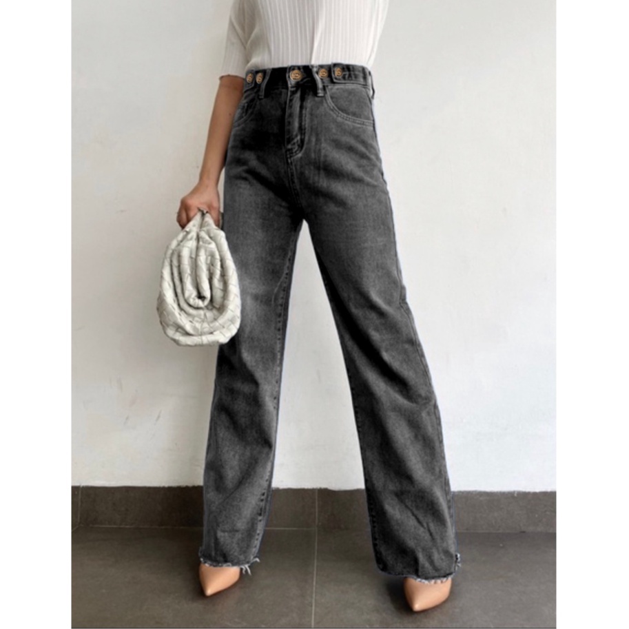 Celana Boyfriend Wanita | Celana Kulot Jeans | Celana Kulot | Yurila Loose - HOPYLOVY