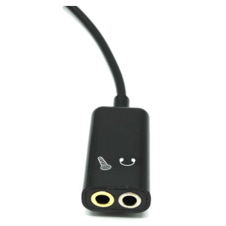 [KABEL HP] - Microphone Headphone Audio Splitter 3.5mm ke 2 x 3.5mm - FA29735 - Black