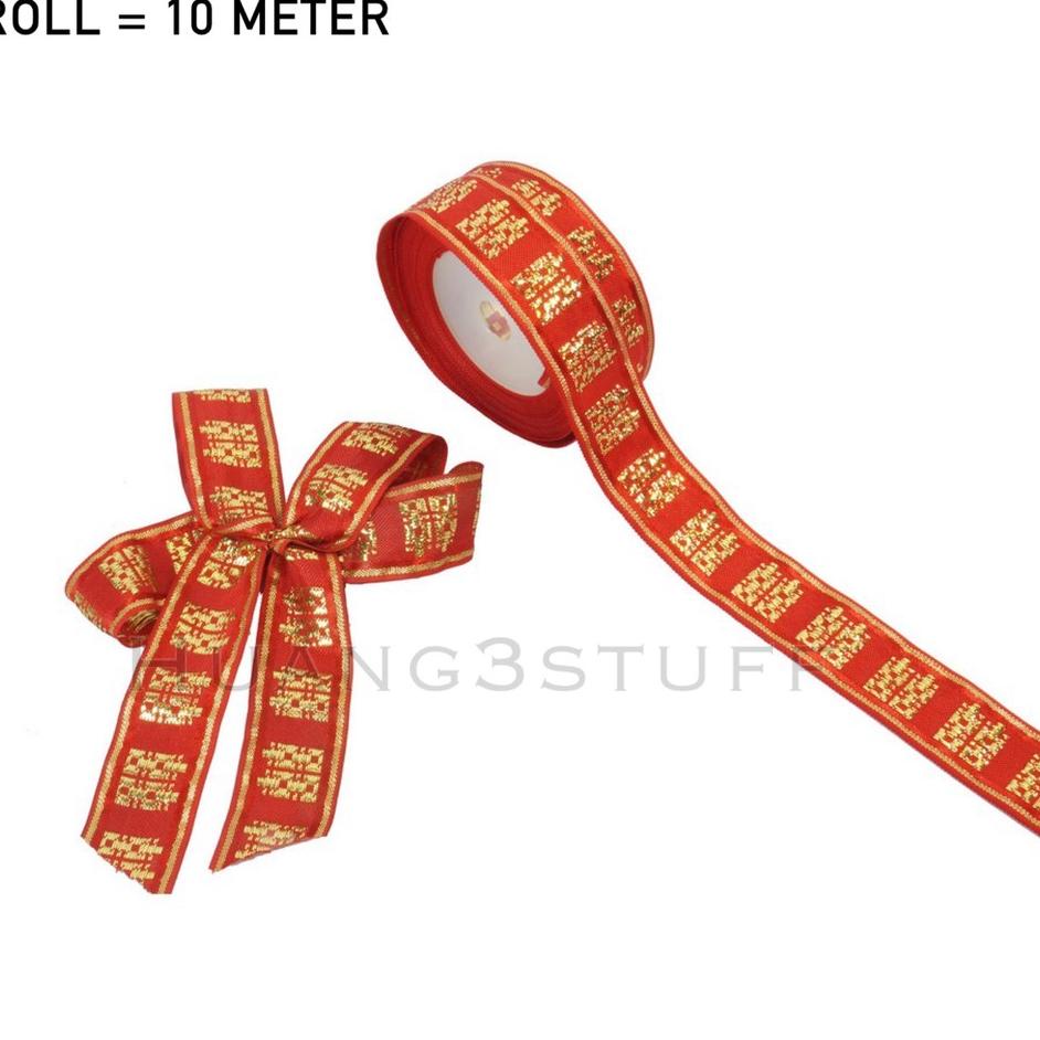 

♠ Pita Merah Sangjit Pita Shuang Xi Pita Xuangxi 20 Meter Pita Kain ShuangXi Sangjit Pita Keceng ☉