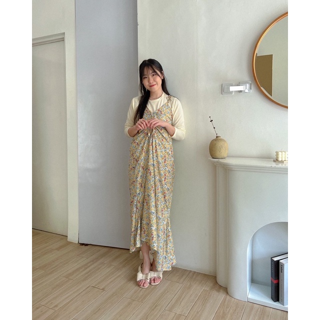 KANON - Megumu Floral Dress - Dress maxi pantai / musim panas motif bunga