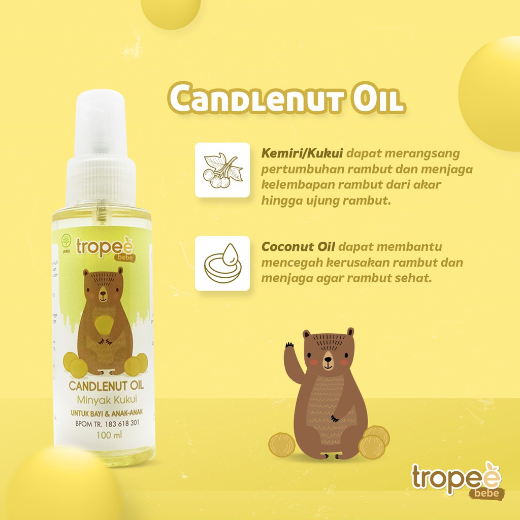 TROPEE BEBE candlenut oil (minyak kemiri) TROPEEBEBE Candlenut Shampoo ( shampo kemiri ) 100ml SBC