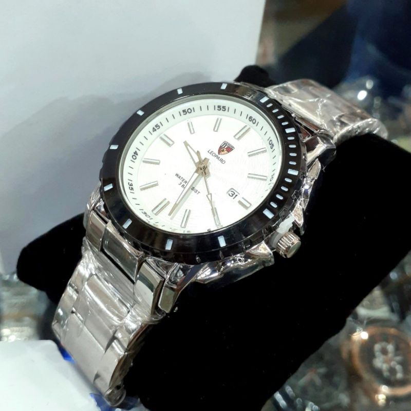 Jam Tangan Cowok Leopard Original Mewah Tahan Air Terbaru | Jam Tangan Pria Rantai stainlees steel Import Fitur Tanggal  Rantai Baja Anti Karat_ Jam Tangan Pria Anti Air