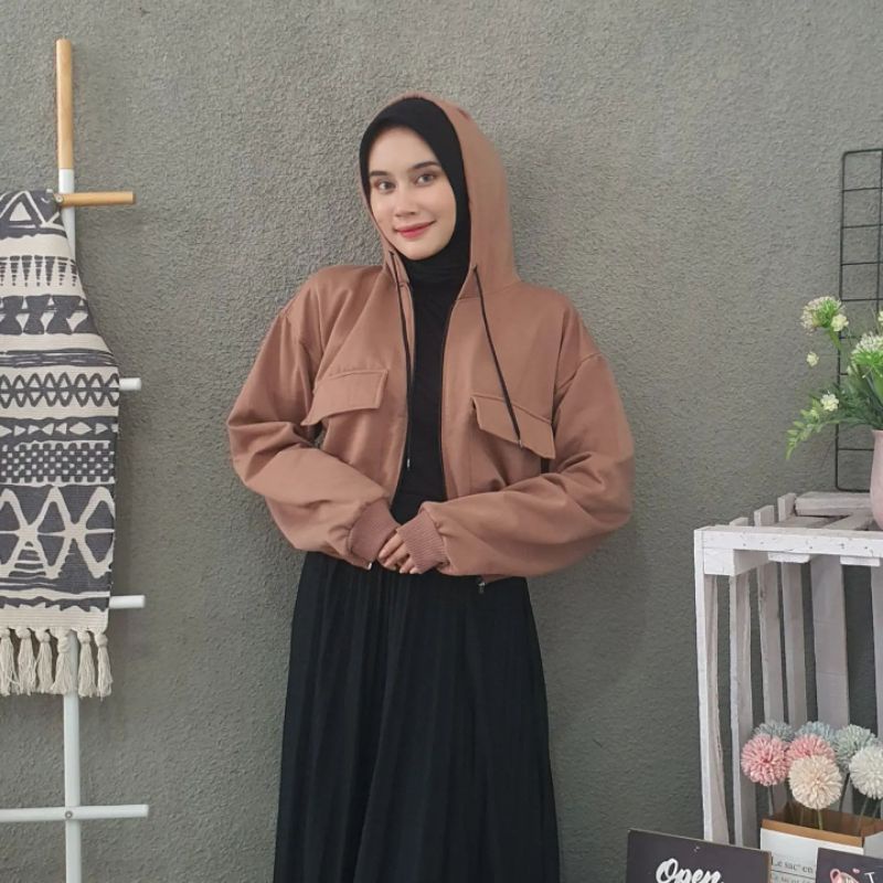 Zaira Crop Hoodie Wanita M L XL-6