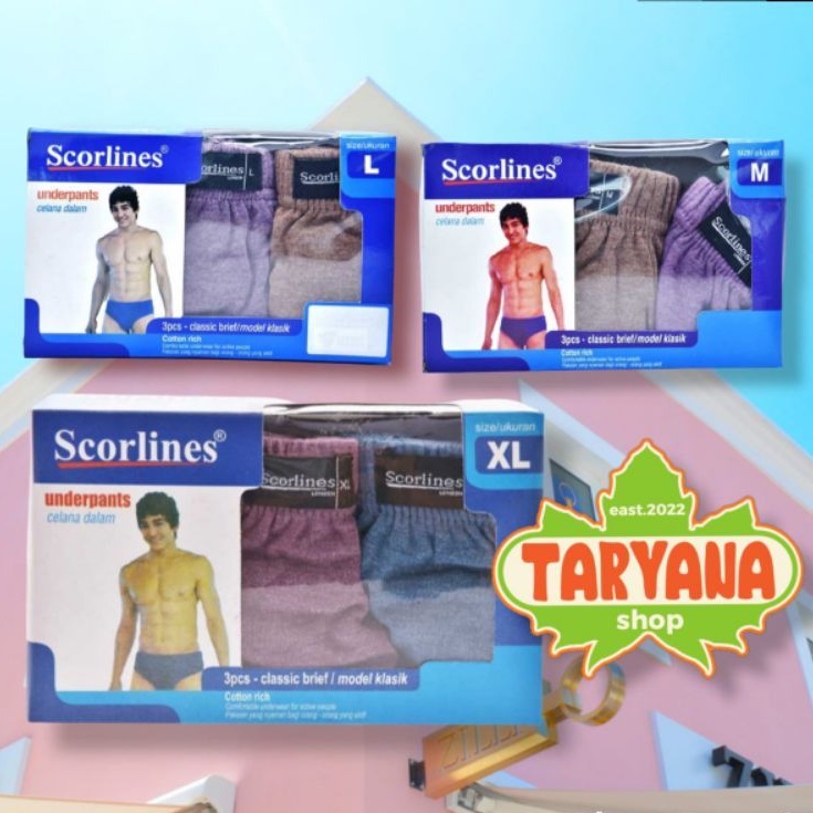 Scorlines Underpants celana dalam pria classic 3 pcs