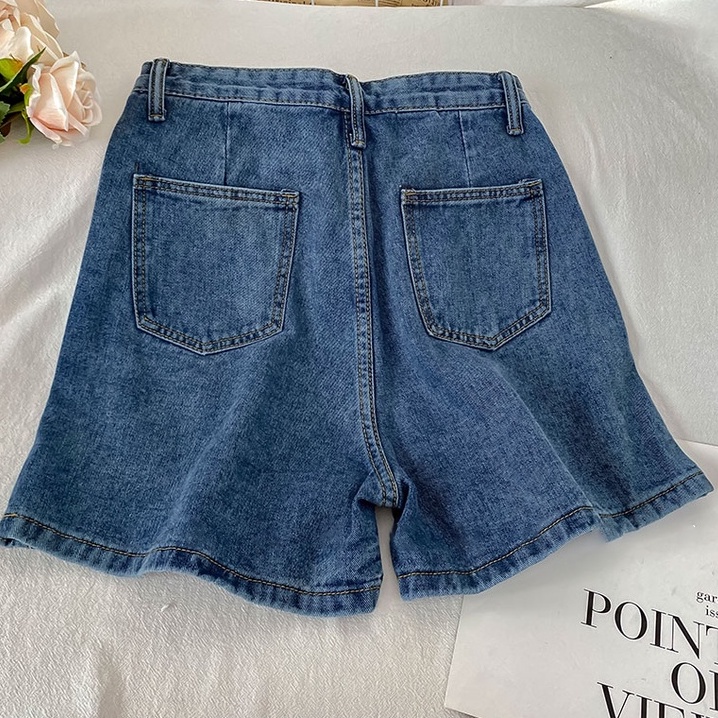 Korean Loose Highwaist Celana Jeans Pendek Wanita Fashionable (realpict)