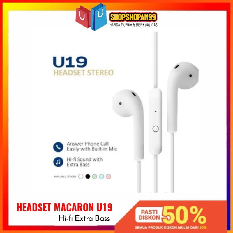 Handfree Headset Macaron U19 Oraimo Hifi Extra Bass Henset Musik High Quality