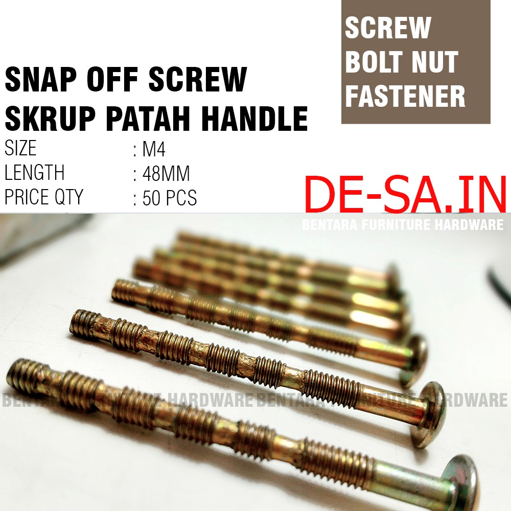M4 Baut Skrup Patah Tarikan Knob Handle  - Snap Off Screw Bolt