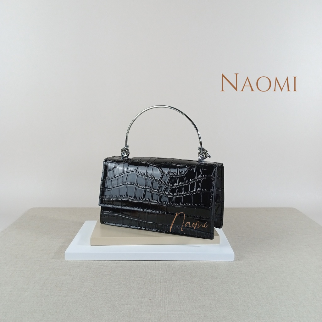 NAOMI - Virginia Sling Bag Import Kulit Sintetis Tas Rantai Premium Wanita Tas Selempang Rantai Kilap Kilau - tas Harian - Daily Kekinian Lembut Halus OOTD - Tali Monel handbag - tas pesta - tas party - naomi bag - tas naomi