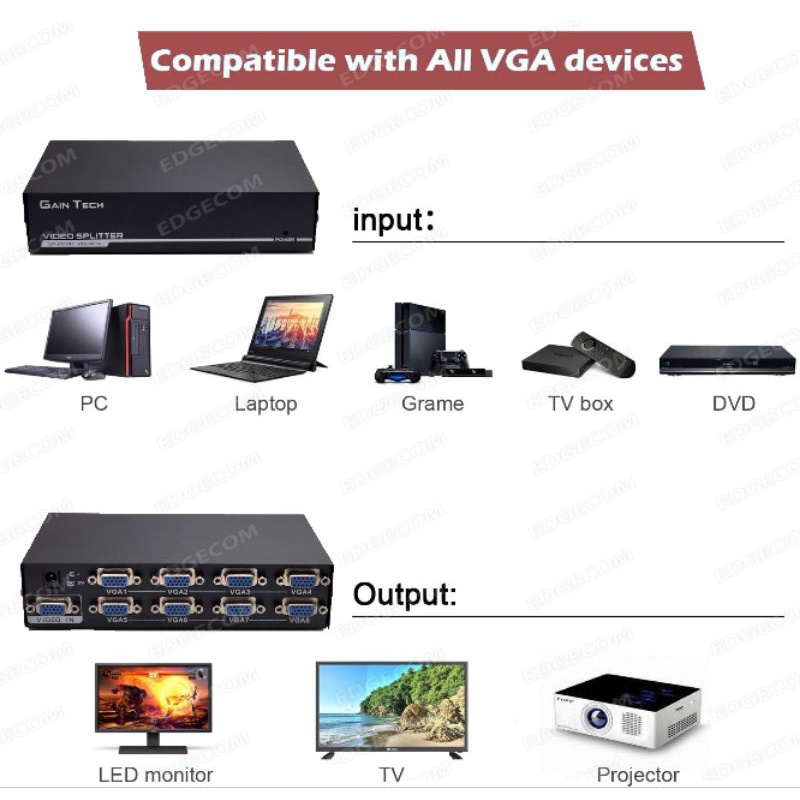 VGA SPLITTER 8 Port 200MHz GT-2008 GAINTECH