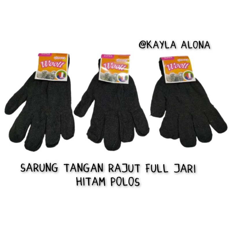 SARUNG TANGAN RAJUT  DEWASA HITAM POLOS