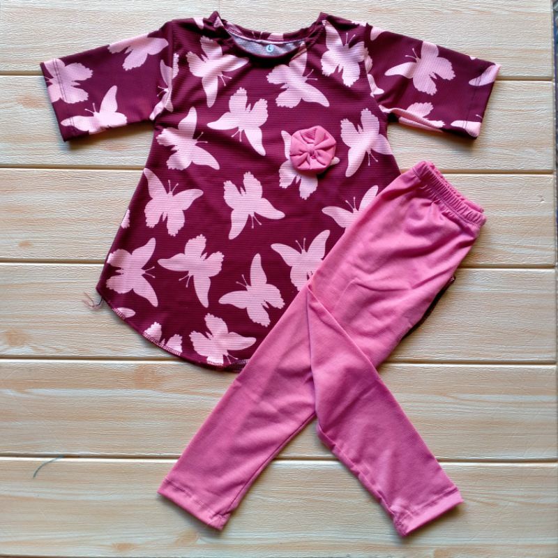 (COD) Set Tunik Kupu-kupu  (Usia 2-5 th)