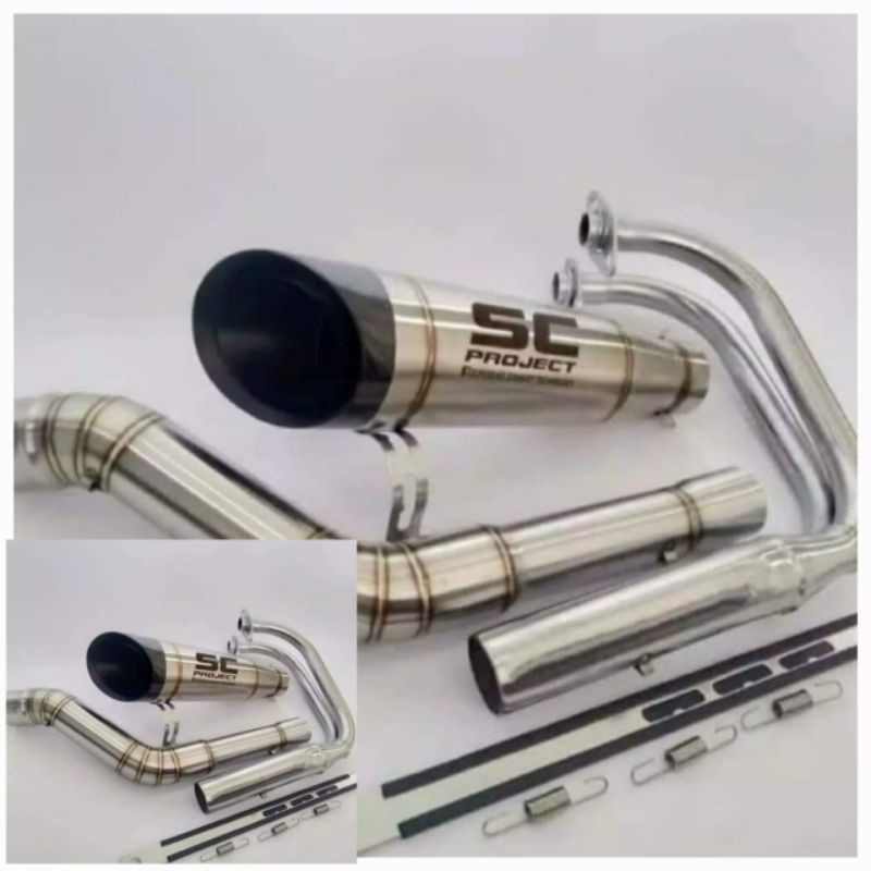 Knalpot SC PROJECT Carbon Kawasaki Ninja 250fi New/Old Full System ( PNP )