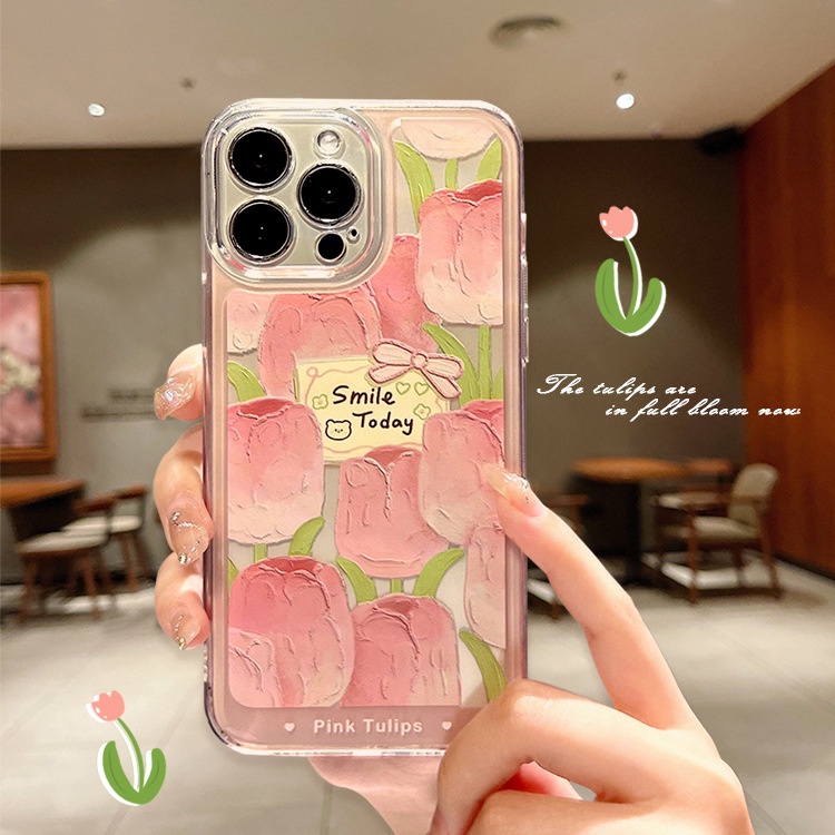 Case Motif Lukisan Minyak Bunga Untuk Iphone 13 13pro max 12 11 7 8p X