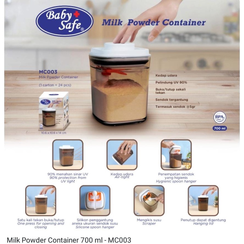 ♥BabyYank♥ Baby Safe MC003 700ml - MC005 1700ml - Premium Milk Powder Container | Kotak Penyimpanan Susu